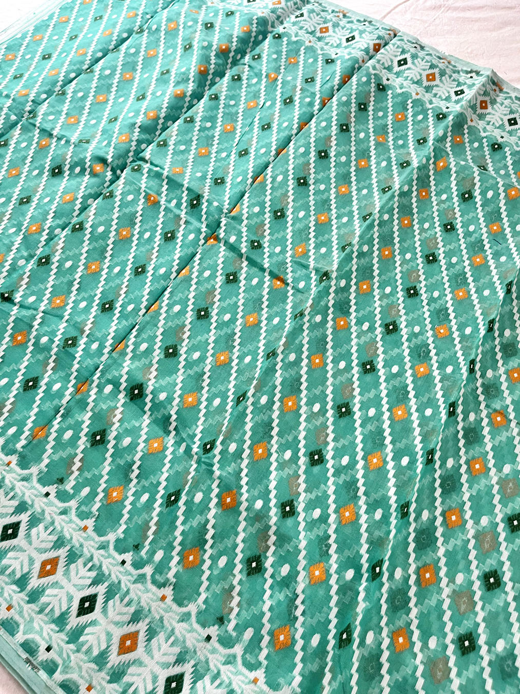 Jamdani sari with all over work and exquisite Pallu