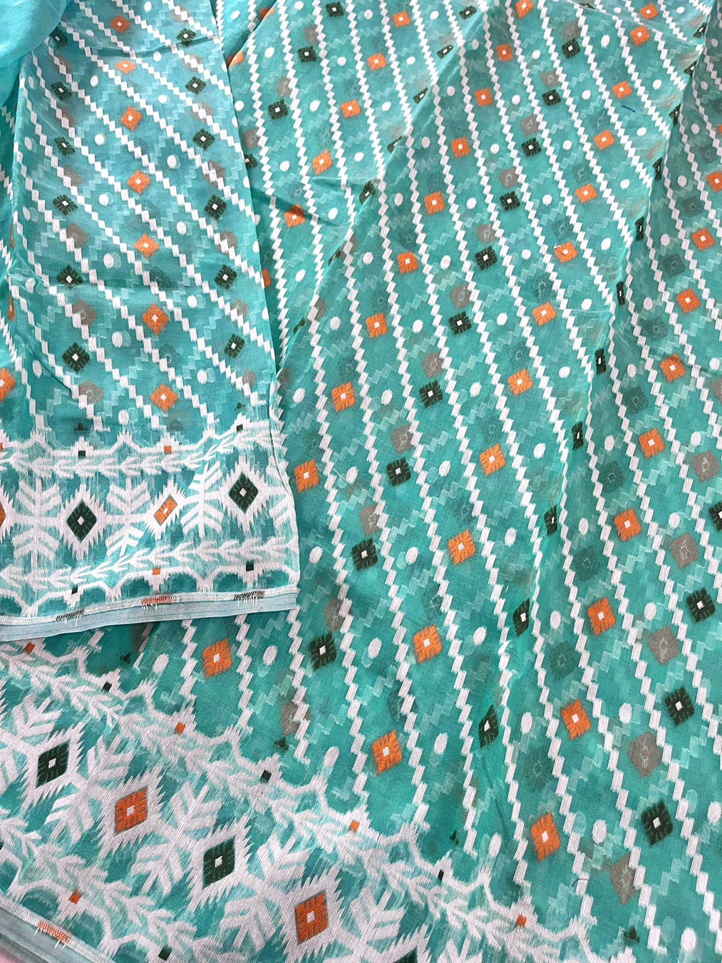 Jamdani sari with all over work and exquisite Pallu