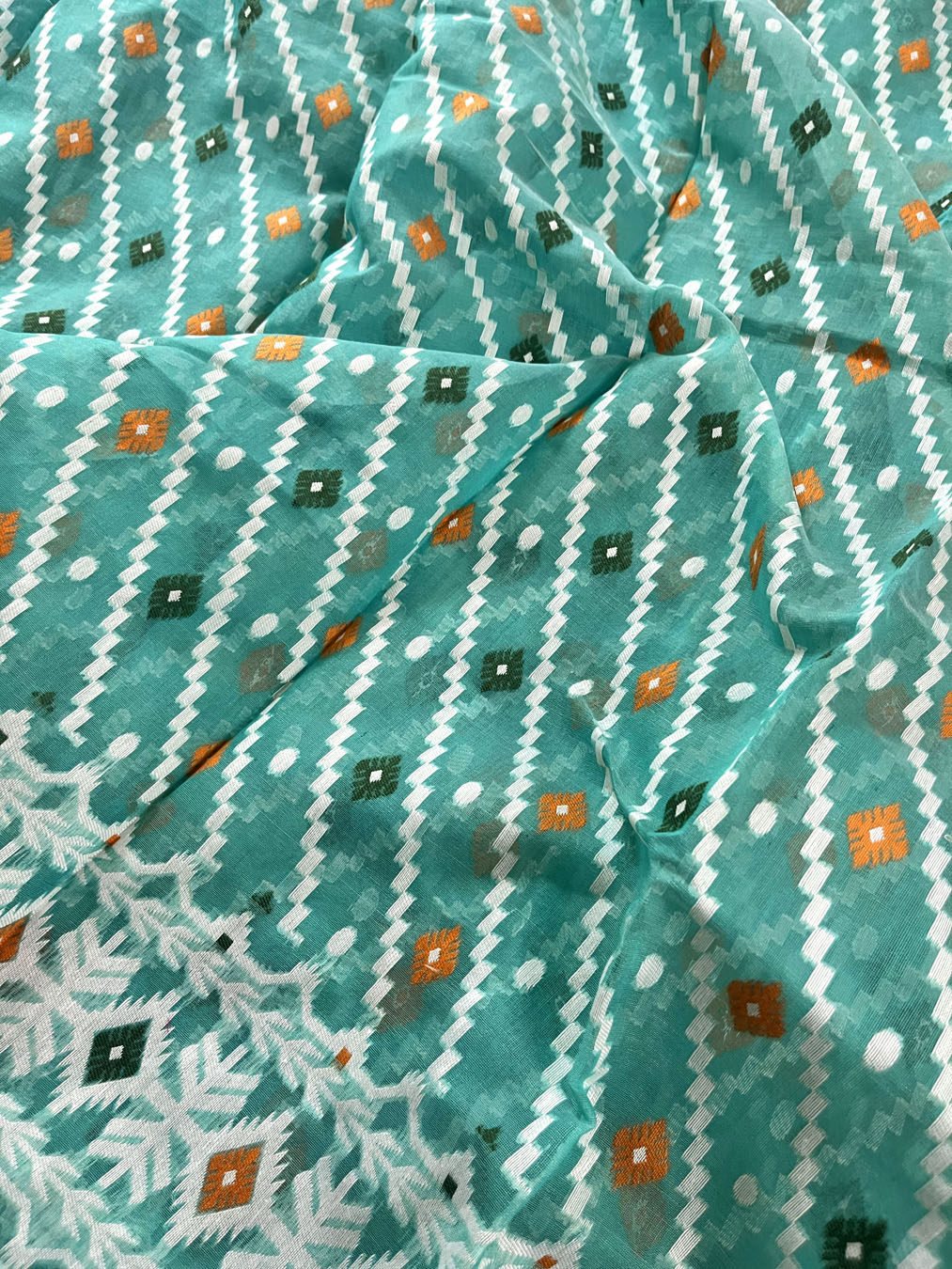 Jamdani sari with all over work and exquisite Pallu