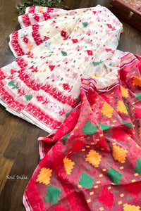Jamdani sari with all over work and exquisite Pallu