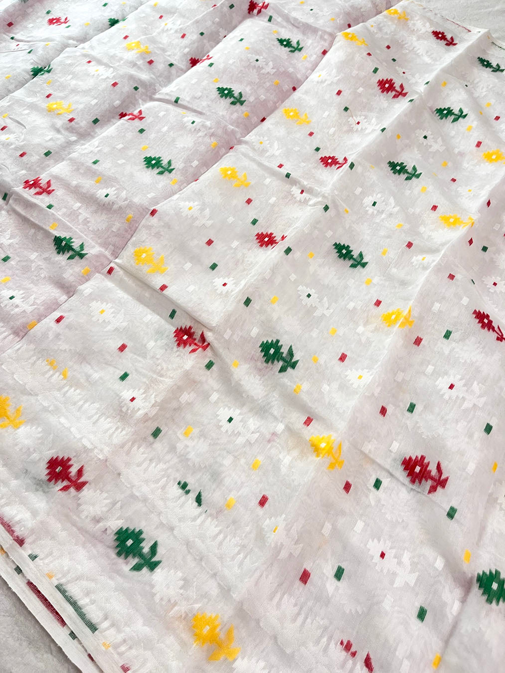 Jamdani sari with all over work and exquisite Pallu