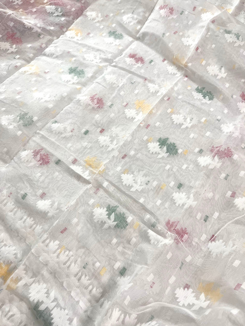 Jamdani sari with all over work and exquisite Pallu