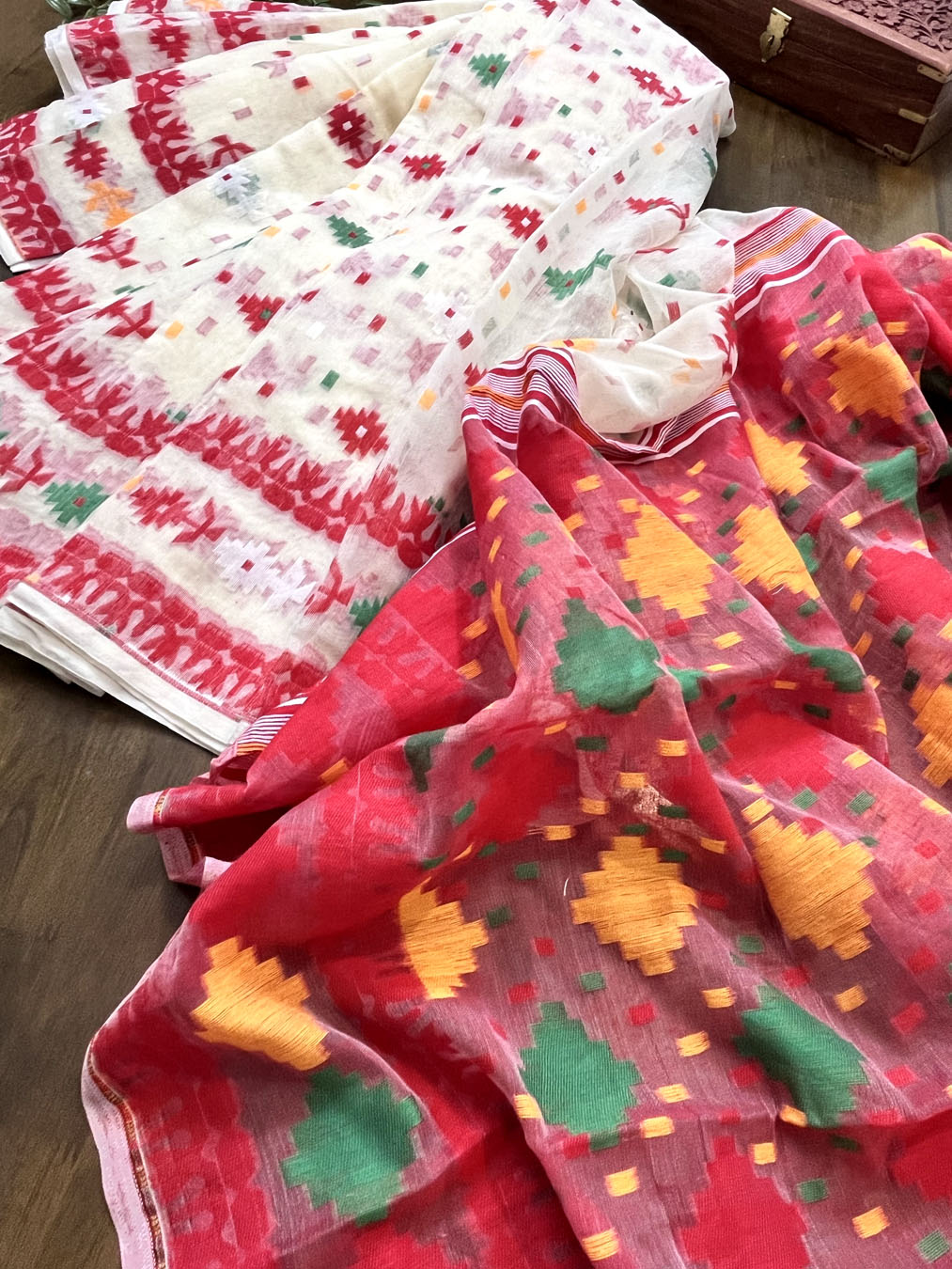 Jamdani sari with all over work and exquisite Pallu