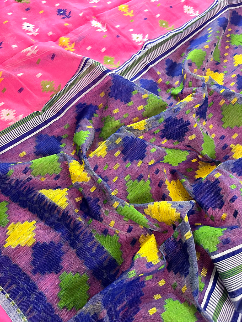 Jamdani sari with all over work and exquisite Pallu