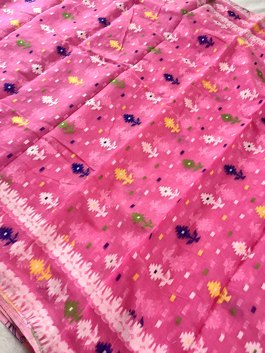 Jamdani sari with all over work and exquisite Pallu