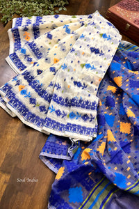 Jamdani sari with all over work and exquisite Pallu