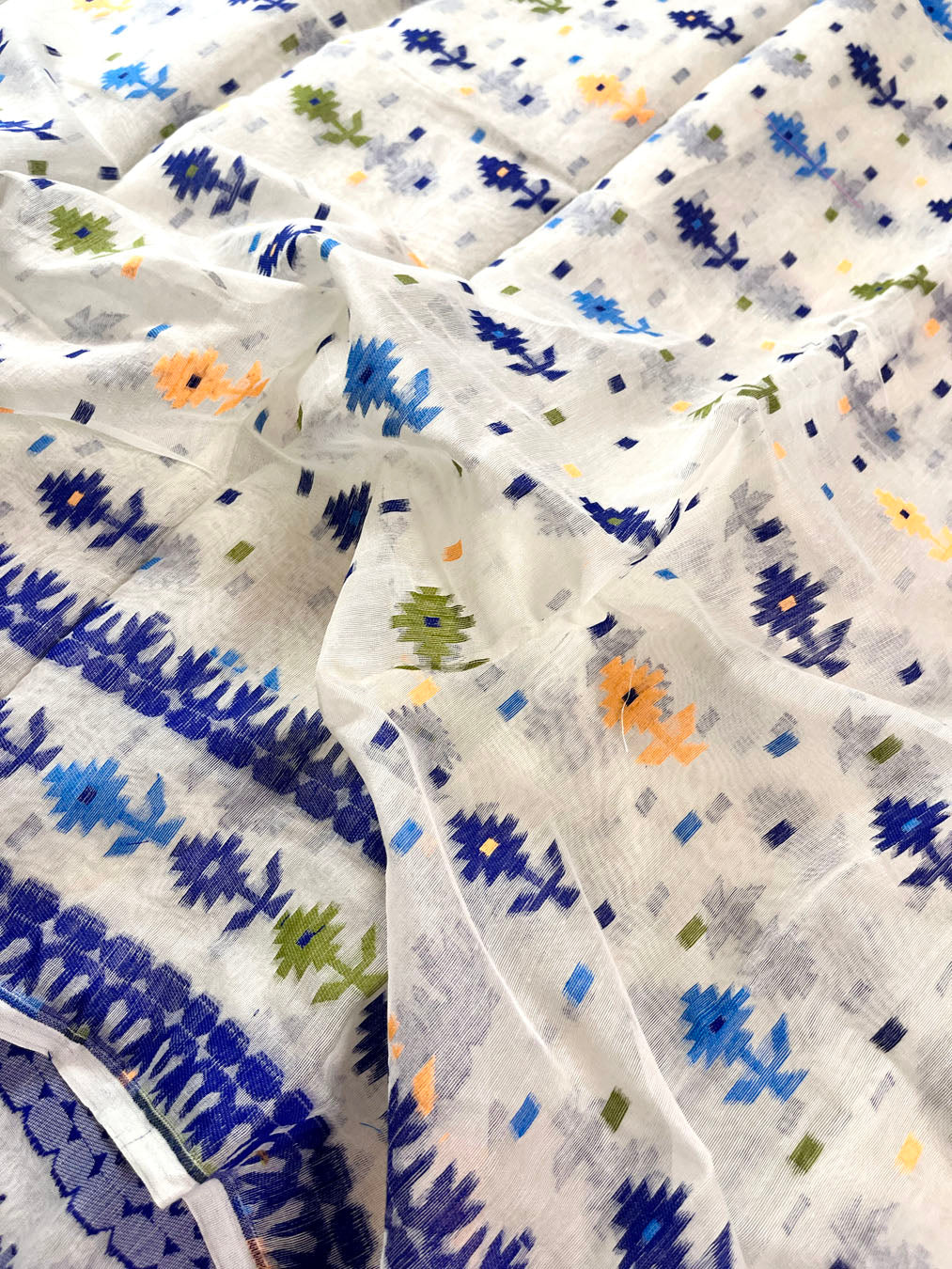 Jamdani sari with all over work and exquisite Pallu