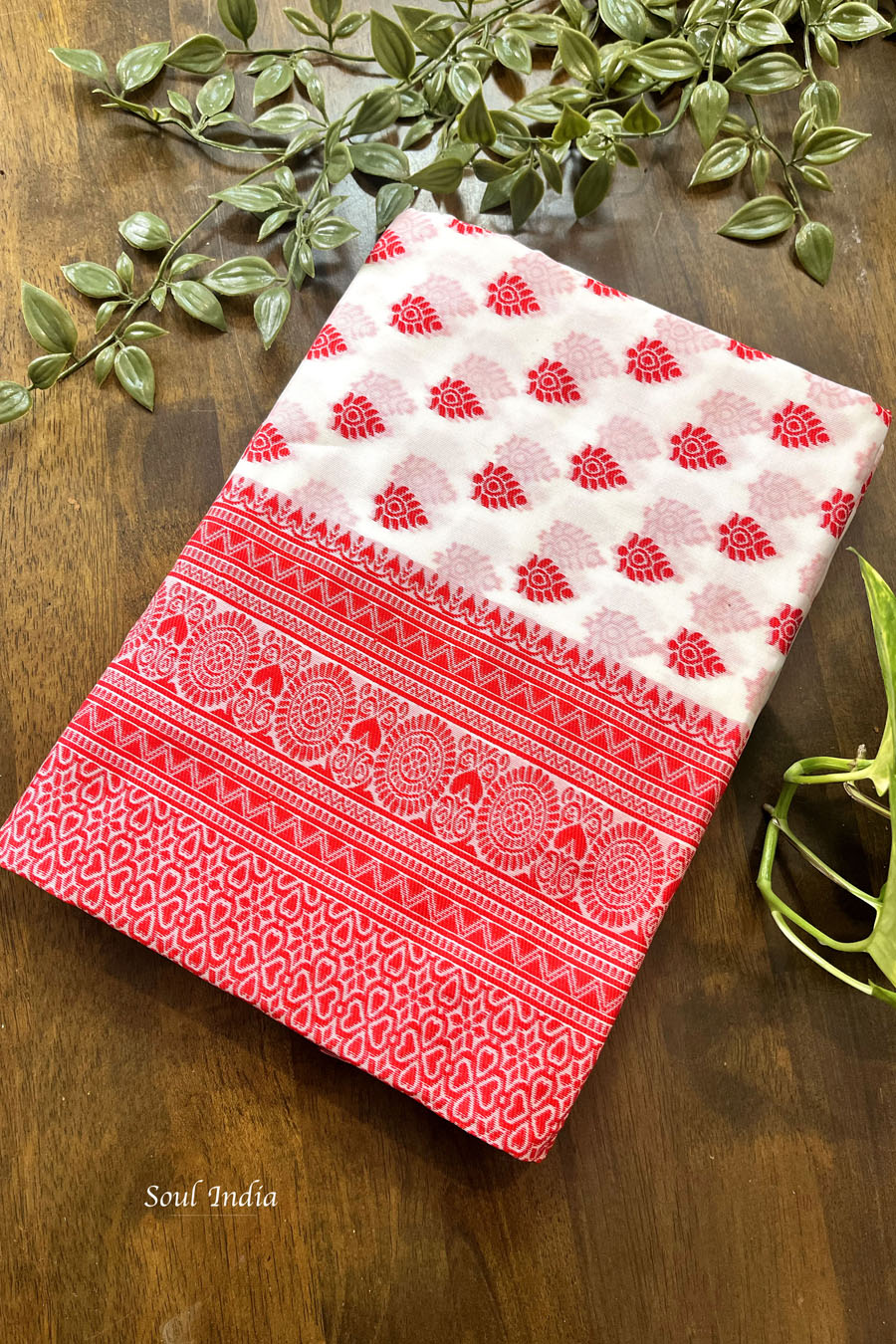 Cotton Woven Saree - Dudhe Alta Collection