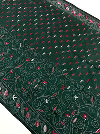Shantiniketan Hand Embroidery Kantha Stitch Saree - Green