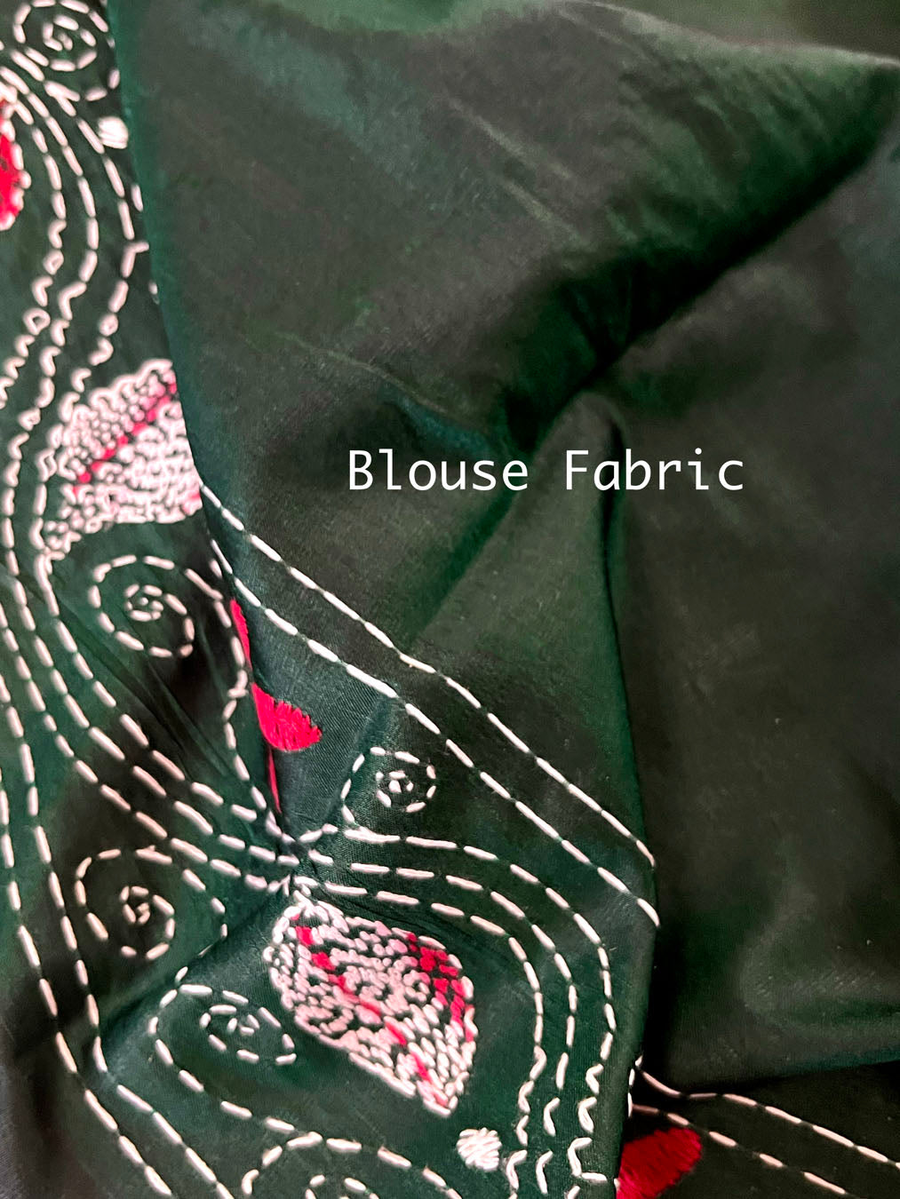 Shantiniketan Hand Embroidery Kantha Stitch Saree - Green
