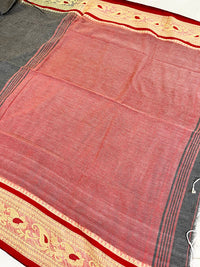 Meenakari Border Cotton Saree - Grey