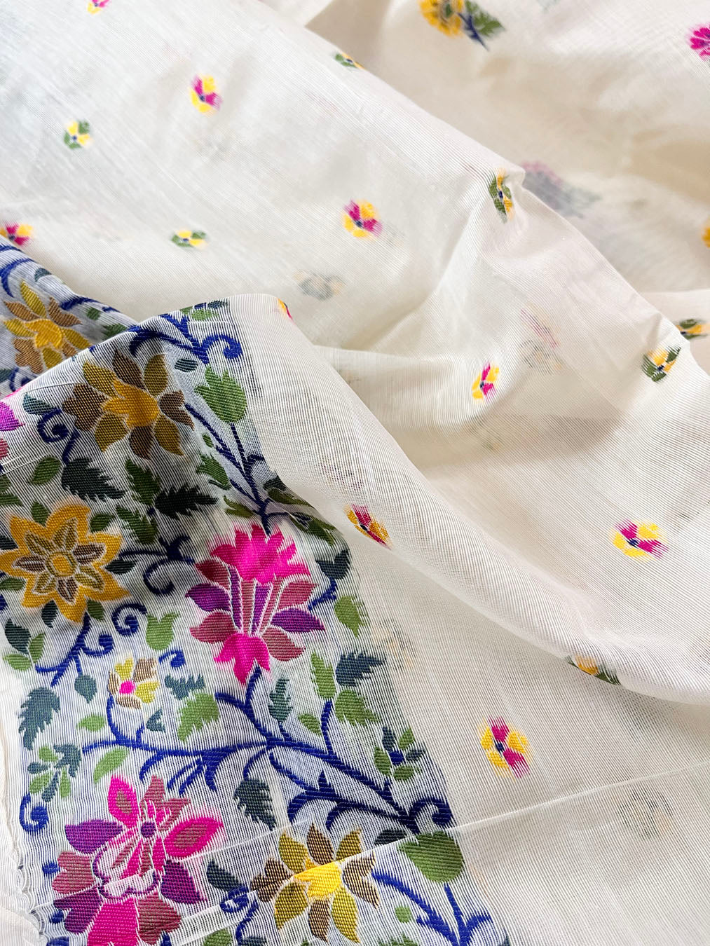 Jamdani sari with all over work and exquisite Pallu
