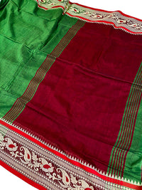 Meenakari Border Cotton Saree - Green