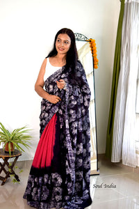 Mulmul Cotton Hand Crack Batik Print Saree