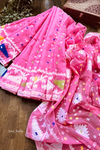 Jamdani sari with all over work and exquisite Pallu