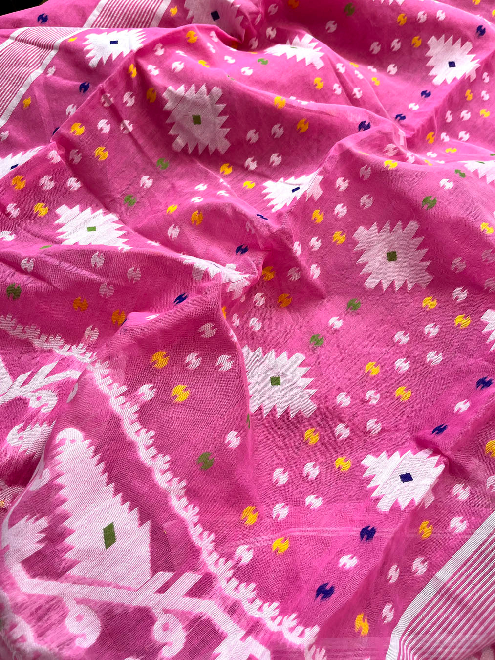 Jamdani sari with all over work and exquisite Pallu