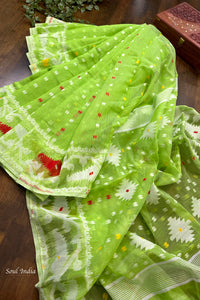 Jamdani sari with all over work and exquisite Pallu