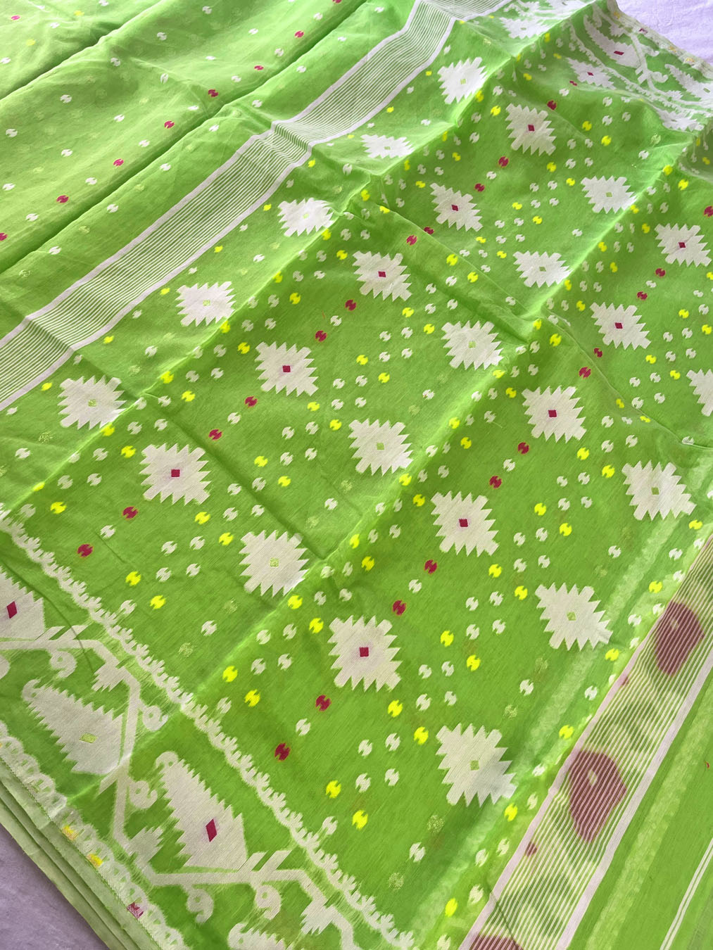 Jamdani sari with all over work and exquisite Pallu
