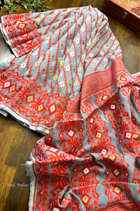 Jamdani sari with all over work and exquisite Pallu