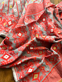 Jamdani sari with all over work and exquisite Pallu