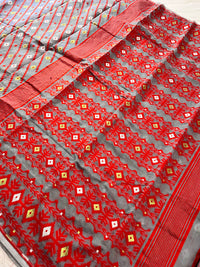 Jamdani sari with all over work and exquisite Pallu