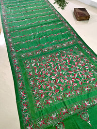 Shantiniketan Hand Embroidery Kantha Stitch Saree - Green