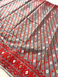 Jamdani sari with all over work and exquisite Pallu