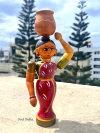 Handcrafted GI TAGGED ETTIKOPAKKA Wooden Woman Statue