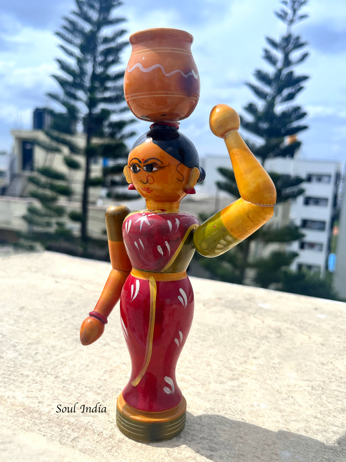 Handcrafted GI TAGGED ETTIKOPAKKA Wooden Woman Statue