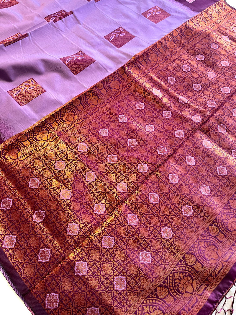 South Silk Saree With Heavy Zari Work- Purple