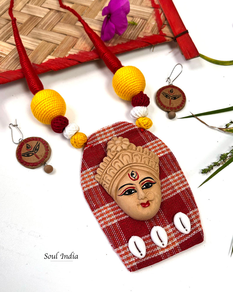 Handmade Terracotta Durga Terracotta Jewellery Set