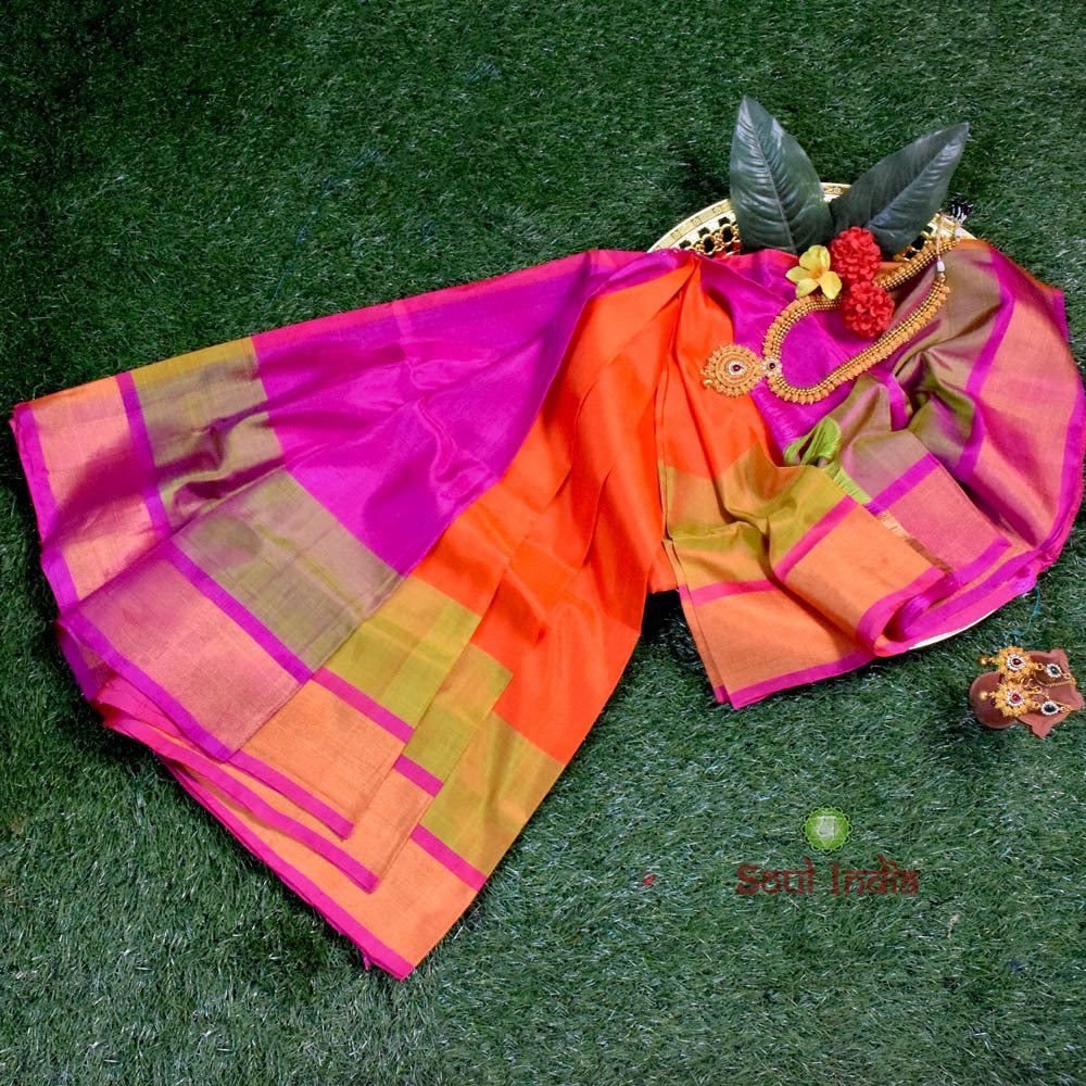 Uppada Pure Silk  half and half saree