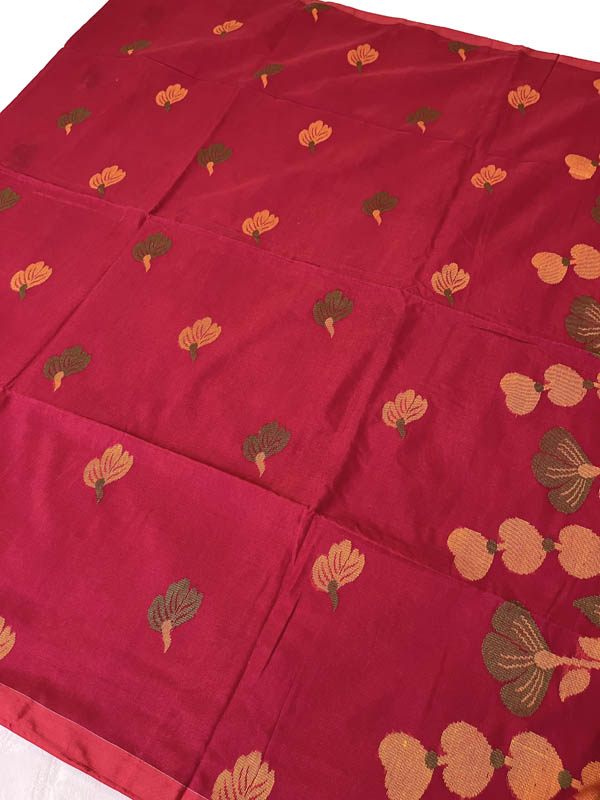 Tropicanaa - Hand-spun Handloom Cotton Saree - Red