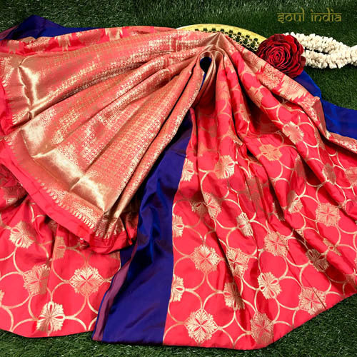 Banarasi Saree With Zari Woven Work Designer Pallu