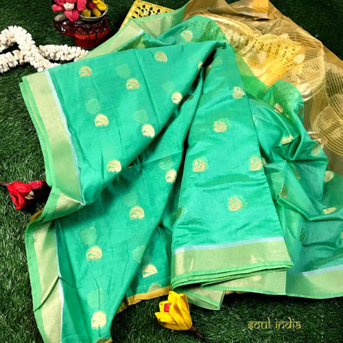 Chanderi Cotton Silk Saree with Zari Woven Work