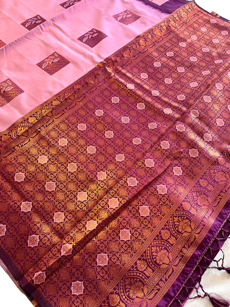 South Silk Saree With Heavy Zari Work- Mauve