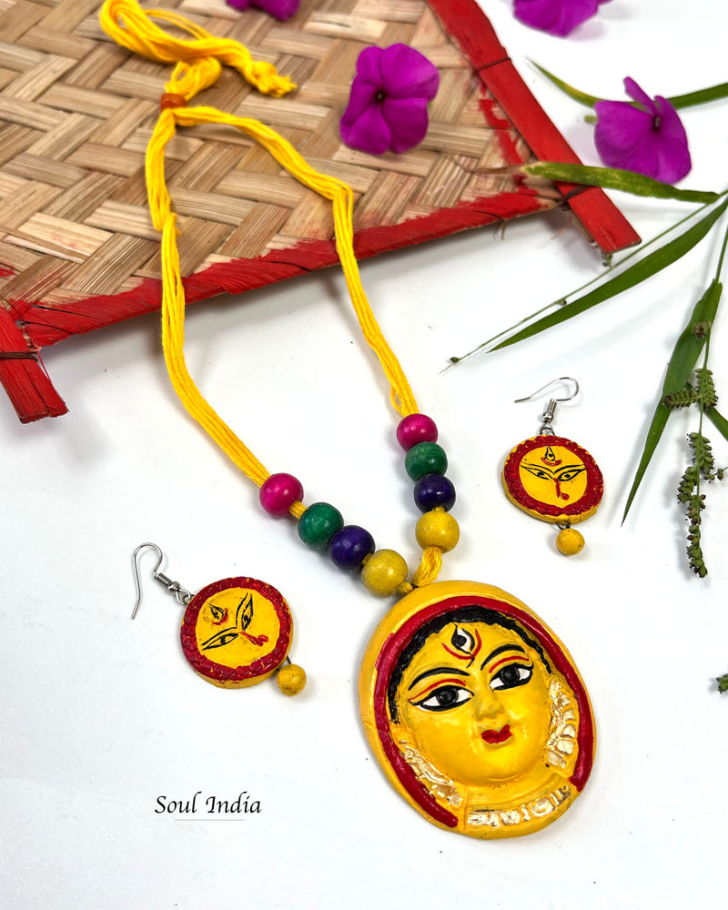 Handmade Terracotta Durga Terracotta Jewellery Set