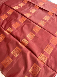 Banarasi Silk Saree With Woven Work - Rust Orange