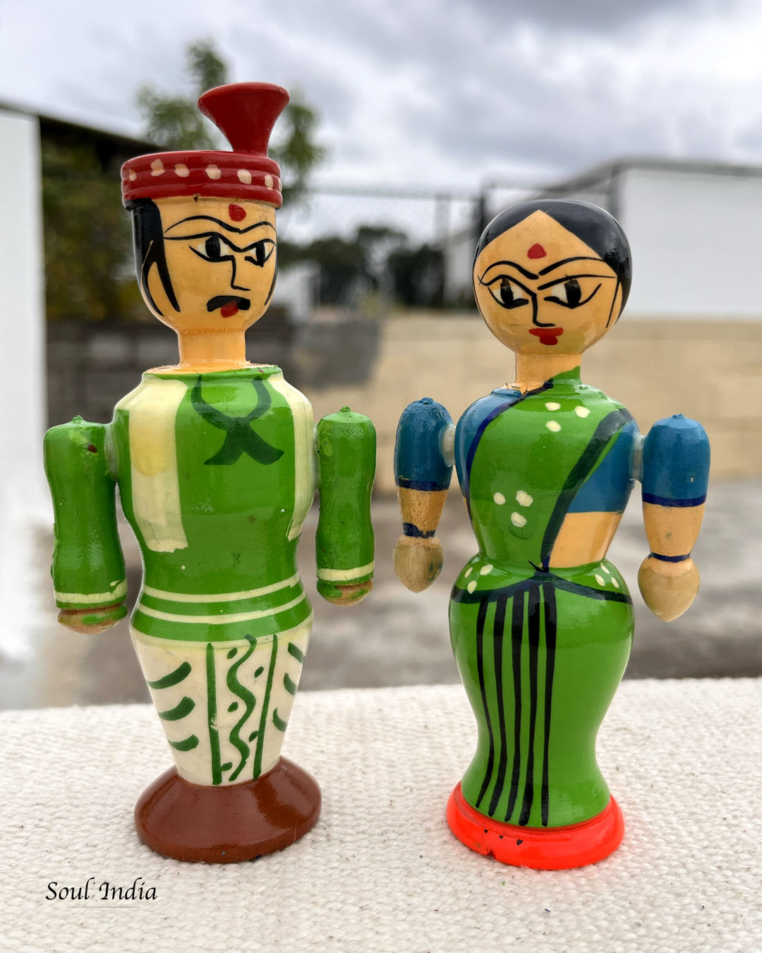 Handcrafted GI TAGGED Etikoppaka Village Couple - Green