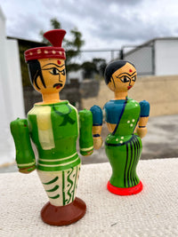 Handcrafted GI TAGGED Etikoppaka Village Couple - Green