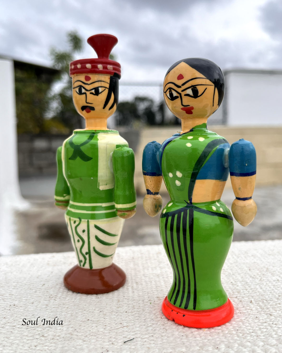 Handcrafted GI TAGGED Etikoppaka Village Couple - Green