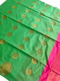 Banarasi Silk Saree With Woven Work - Green