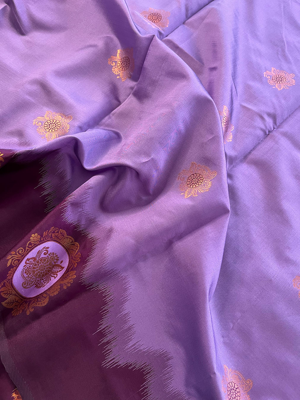 South Silk Saree With Heavy Zari Work- Purple