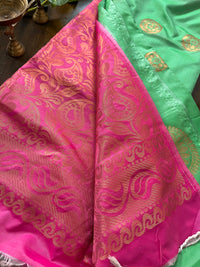 Banarasi Silk Saree With Woven Work - Green