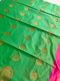 Banarasi Silk Saree With Woven Work - Green