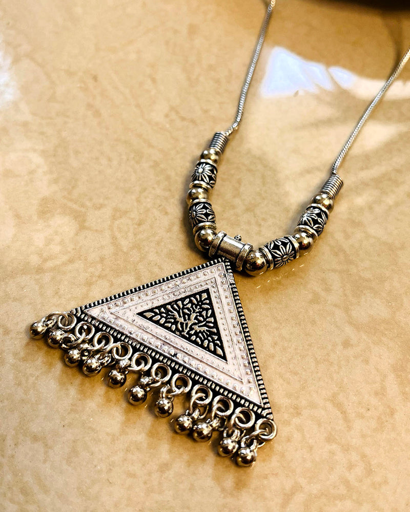 German Silver Neo Ethnic Tribal Pendant Necklace