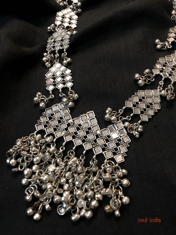 Oxidised Silver Polished Neo-Ethnic Jewellery Necklace