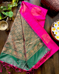 Banarasi Silk Saree With Woven Work - Pink