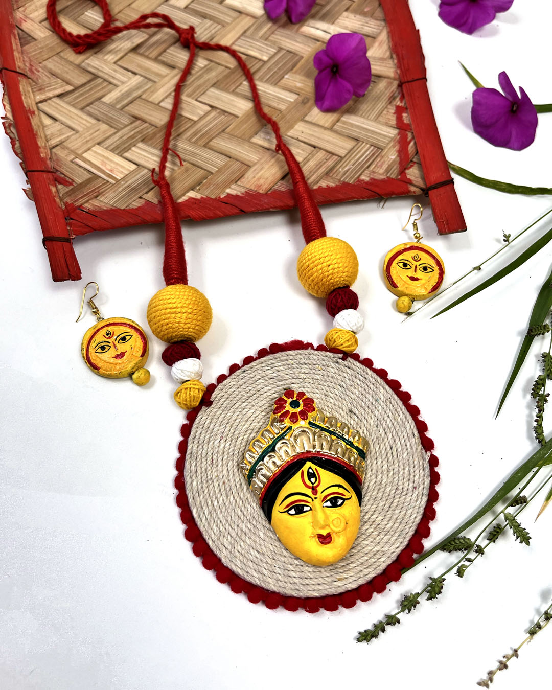 Handmade Terracotta Durga Terracotta Jewellery Set