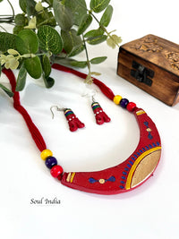 Handmade Terracotta Half Moon  Necklace